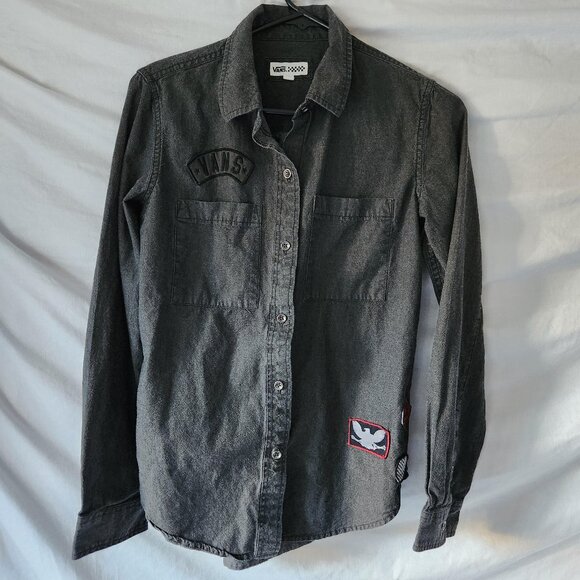 Vans Men's Medium Black Long Sleeve Button-Up Shirt - Picture 1 of 7
